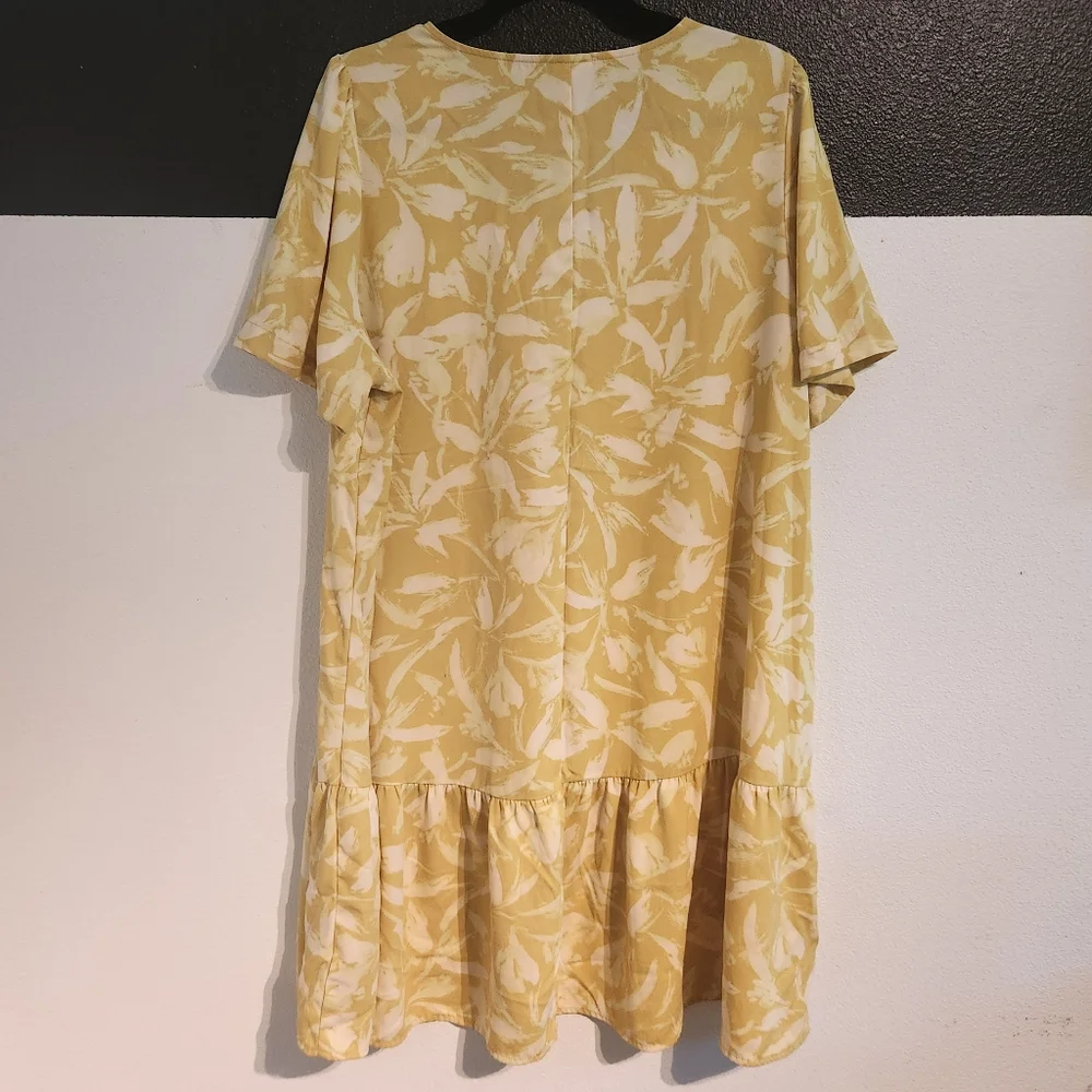 a new day Pale Lime Yellow Floral Mini Dress Dize XXL - Picture 2 of 6